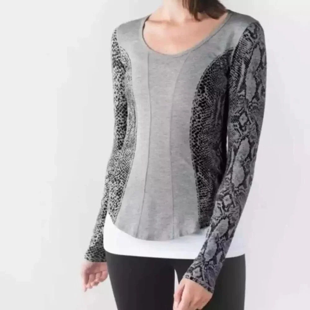 Lululemon Between The Lines Desert Snake Seamed Long Sleeve Tee